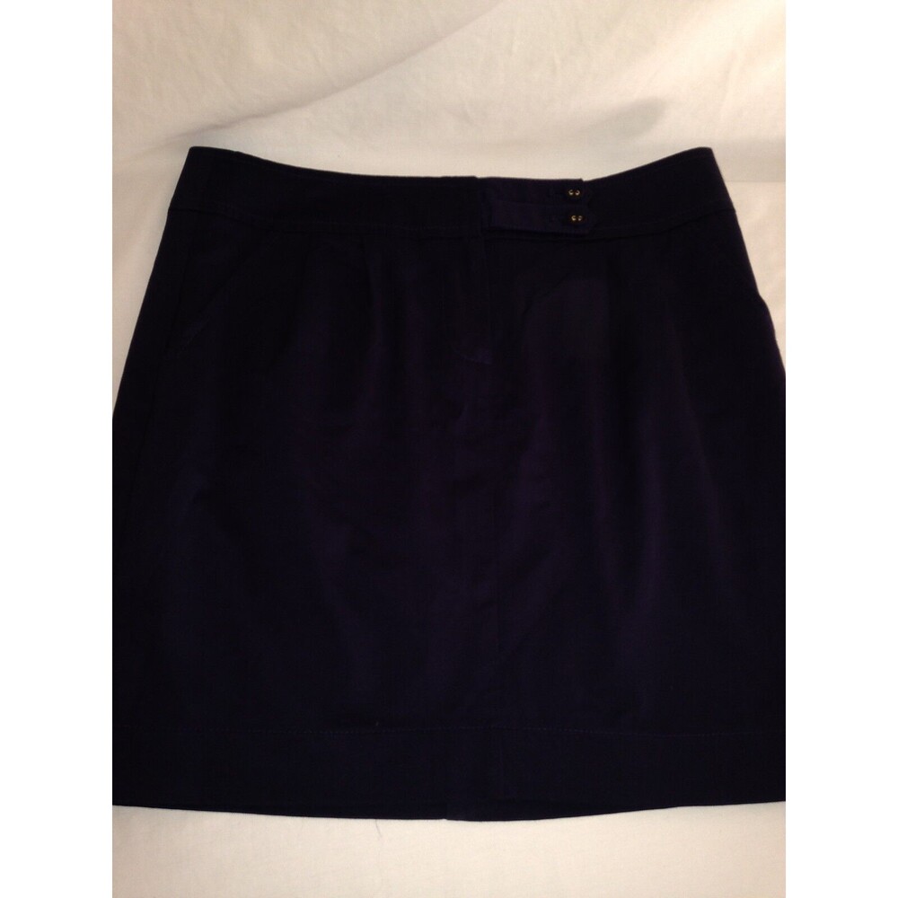 Trina Turk Women's Skirt Navy Blue Fully LinedA Line Front Zip Skirt Size 8